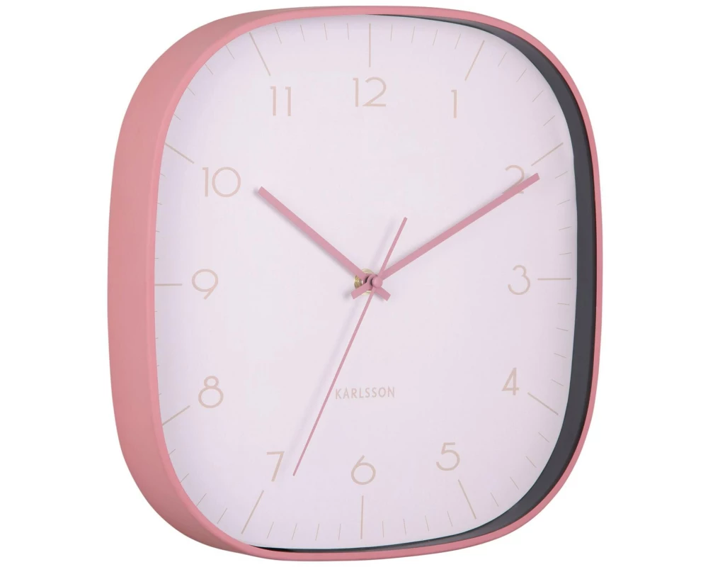 KARLSSON Wanduhr Grato Cuadrado 29 x 29 cm, Zartrosa/Rosenbraun