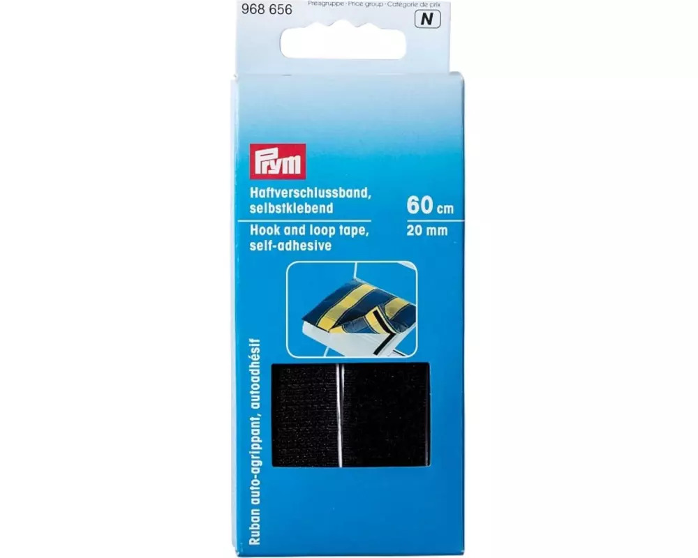 Prym Klettbandverschluss 60 cm, selbstklebend, Schwarz