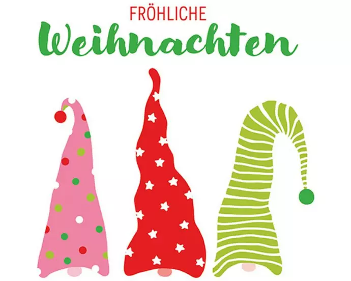 Braun + Company Weihnachtsservietten Wichtelmützen Mehrfarbig, 20 Stück