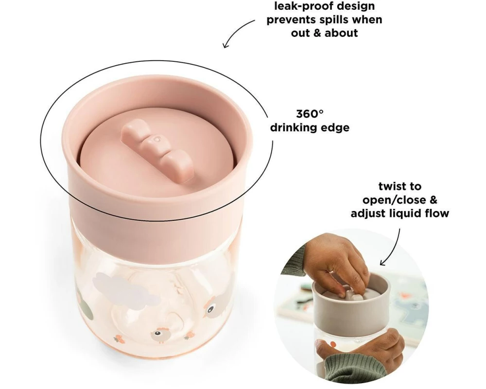 done by deer Trinklernbecher 360° Tiny farm Rosa 260 ml