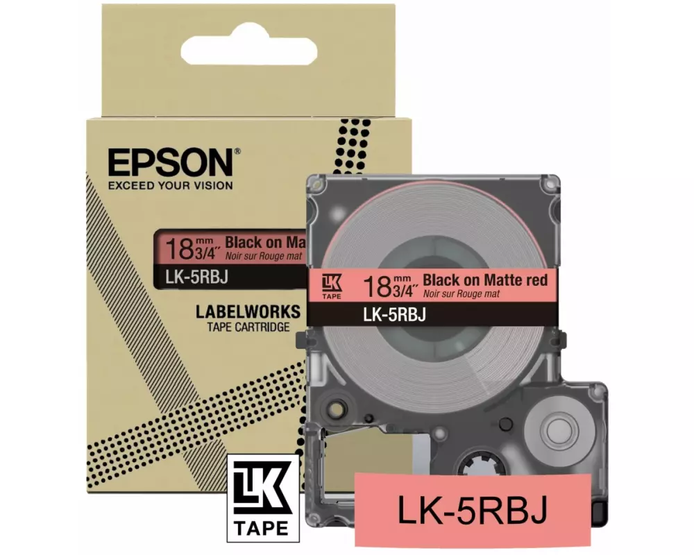 EPSON Matte Tape Red/Black, 18mm, 8m, LK-5RBJ