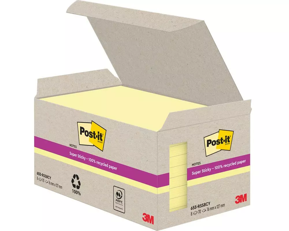 Post-it Super Sticky Recycling Notes Gelb
