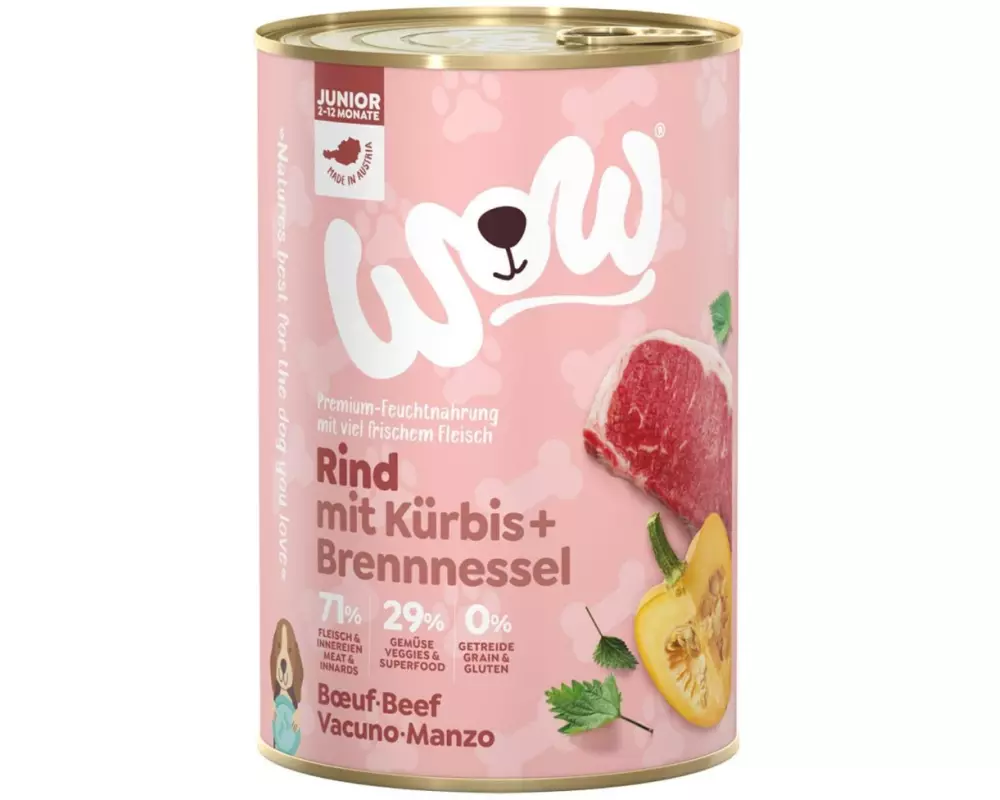 WOW Nassfutter Junior Rind, 400 g