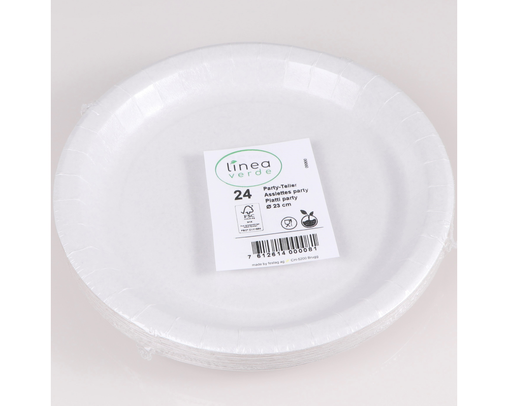 ELCO Teller aus Karton 23cm 16114308-001 weiss, 24Stk.