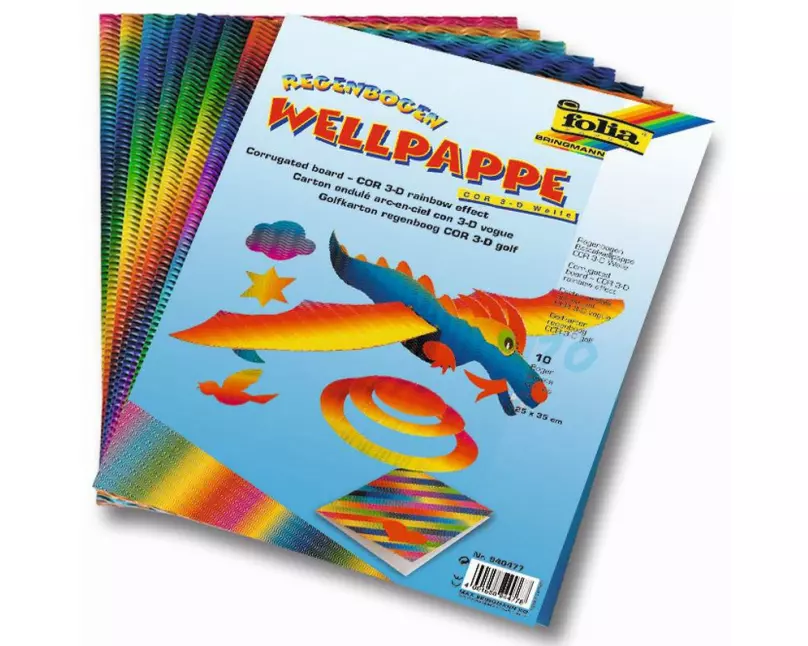 Folia Wellpapier 3D Regenbogen Mehrfarbig