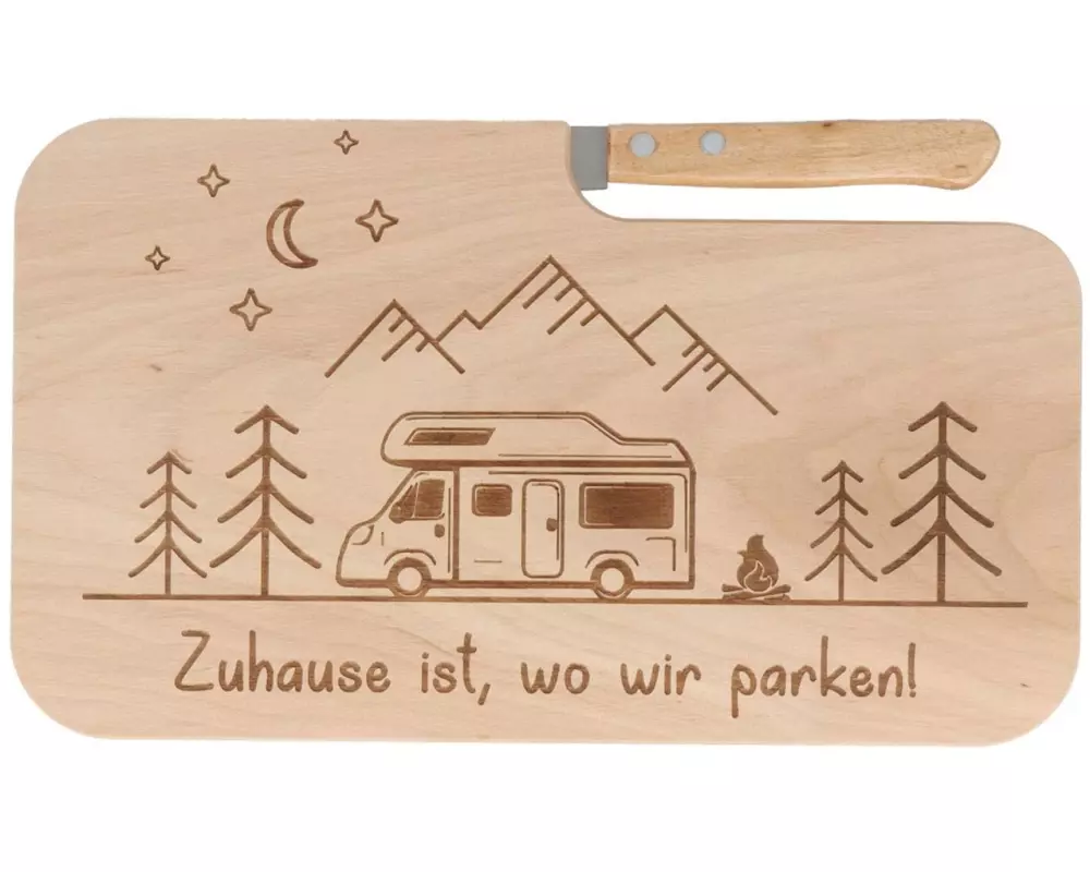 G. Wurm Schneidebrett Camper 26 cm x 15 cm, Braun