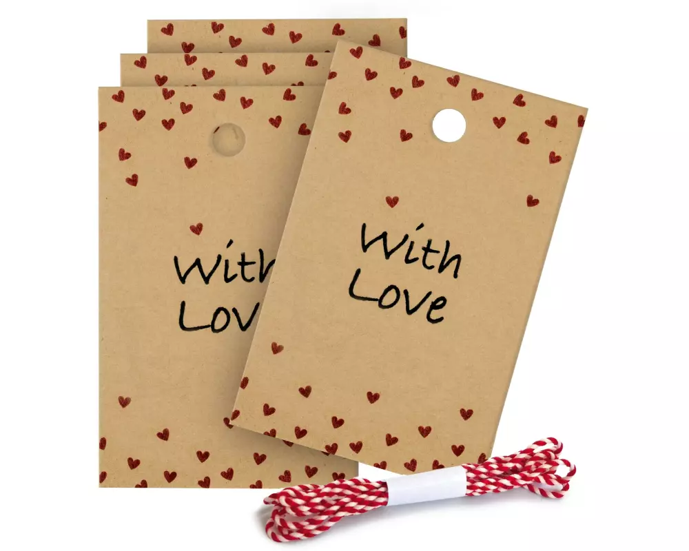 Braun + Company Geschenkanhänger With Love 5 Stück, Braun