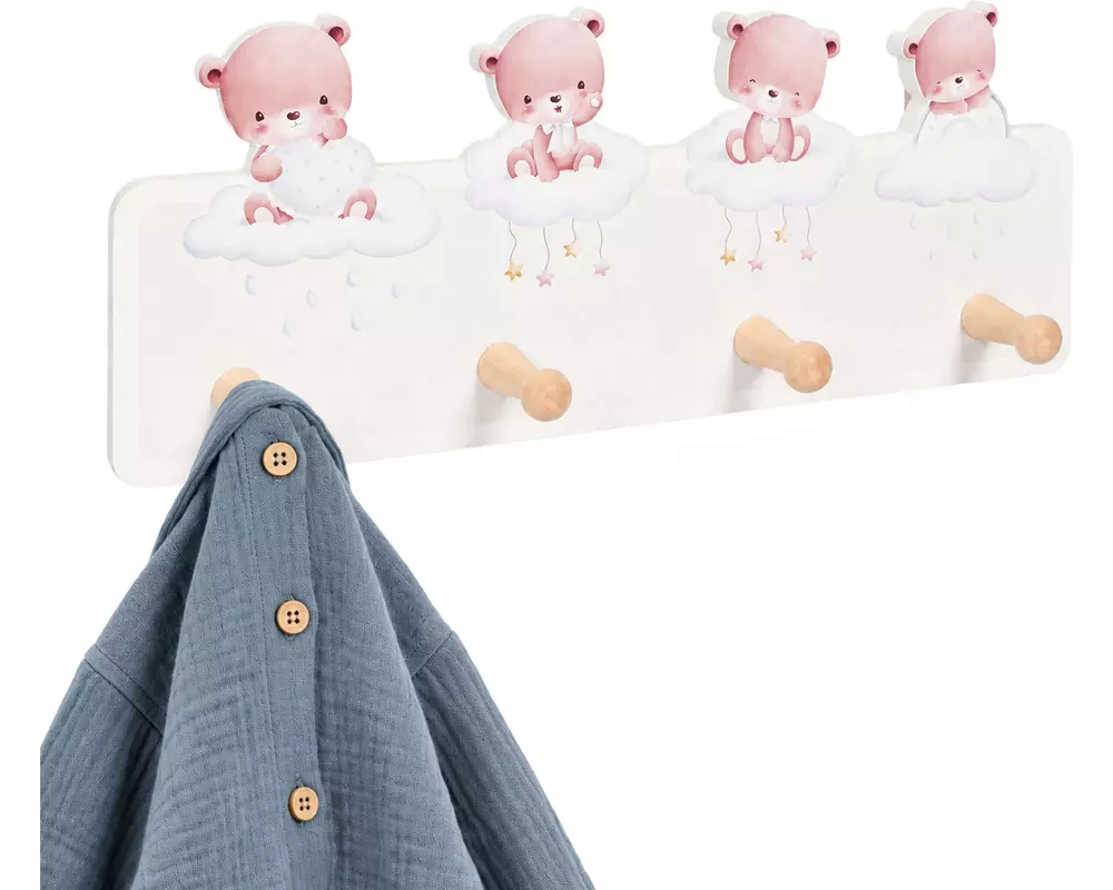 relaxdays Kindergarderobe x , Braun/Grau/Weiss