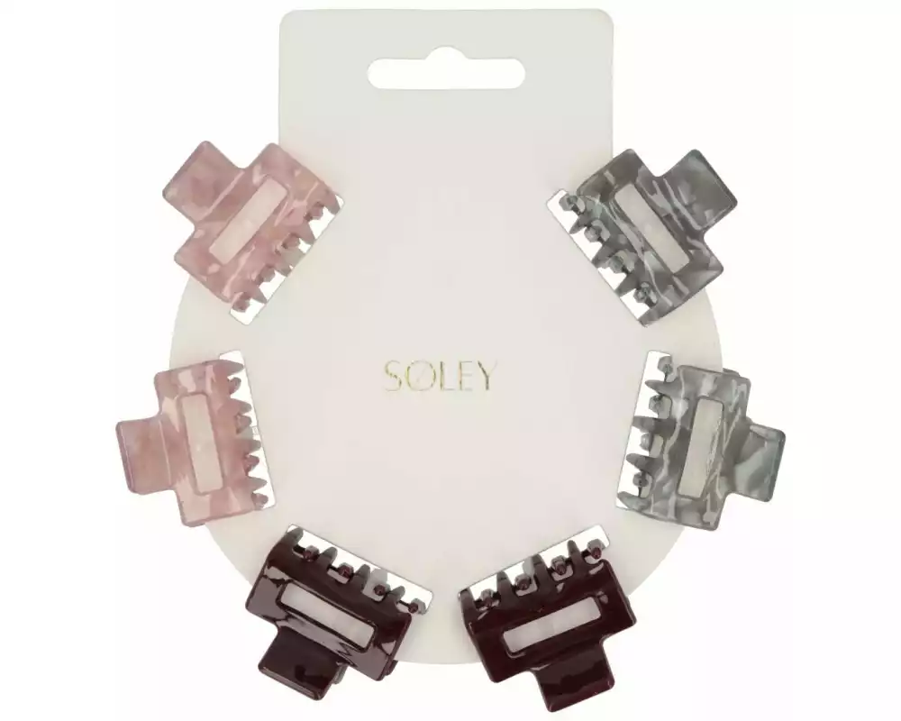 SOLEY Klemme Rosa/Bordaux/Grau, 6 Stück