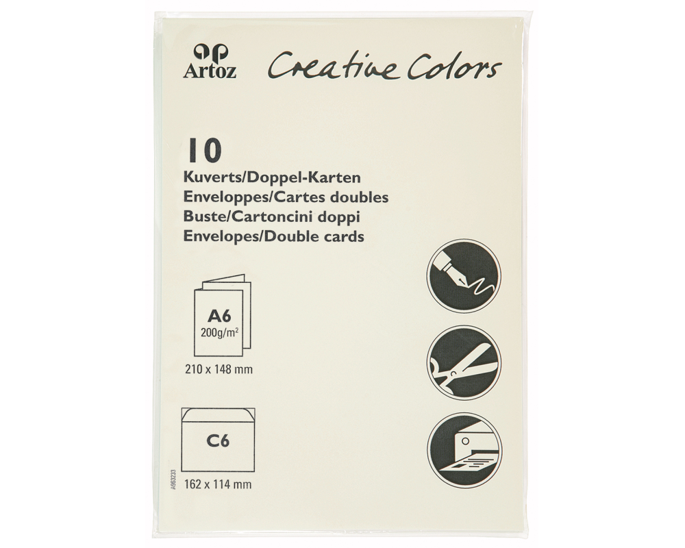ARTOZ Karten/Couverts Mosaic A6/C6 943201241 90g, elfenbein 10 Stück