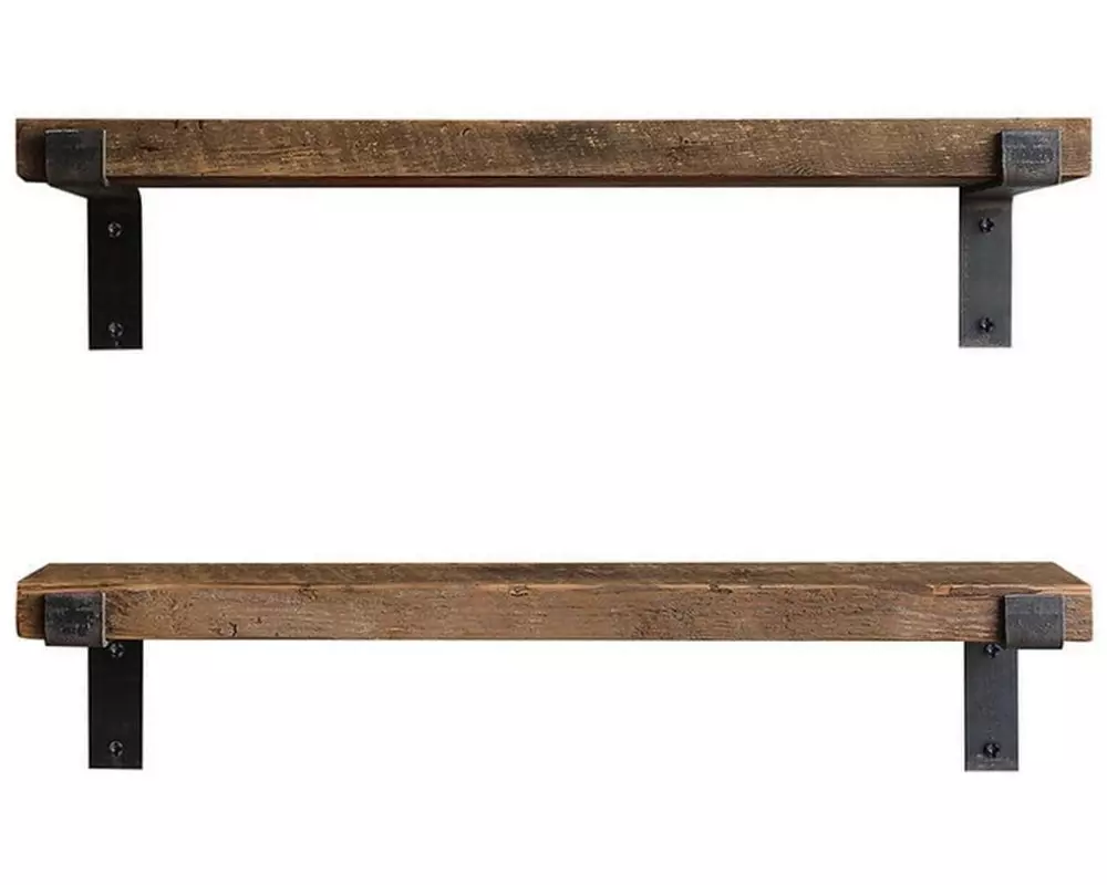 Woody Fashion Wandregal LAM004 2 Stück, 60 x 16 x 14 cm, Walnuss