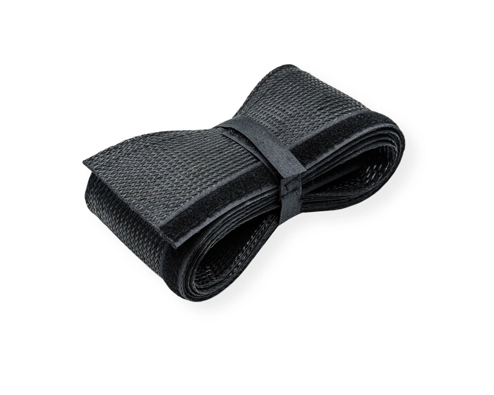 ROLINE PVC Gewebeschlauch für Kabelbündelung, mit Klettband, schwarz, 2,5 m