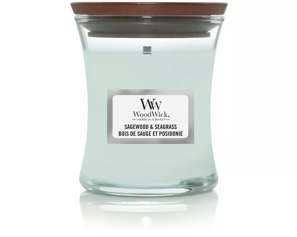Woodwick Duftkerze Sagewood & Seagrass Medium Jar