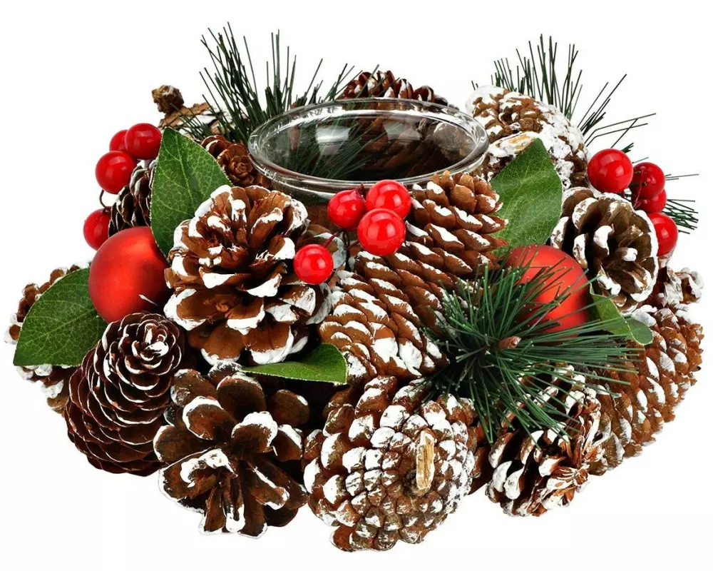 G. Wurm Windlicht Weihnachtskranz 19 x 9 x 19 cm