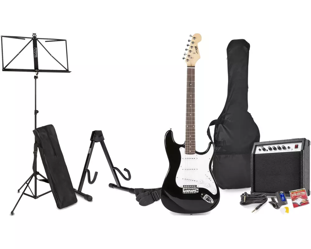 MAX E-Gitarre GigKit Kit Schwarz