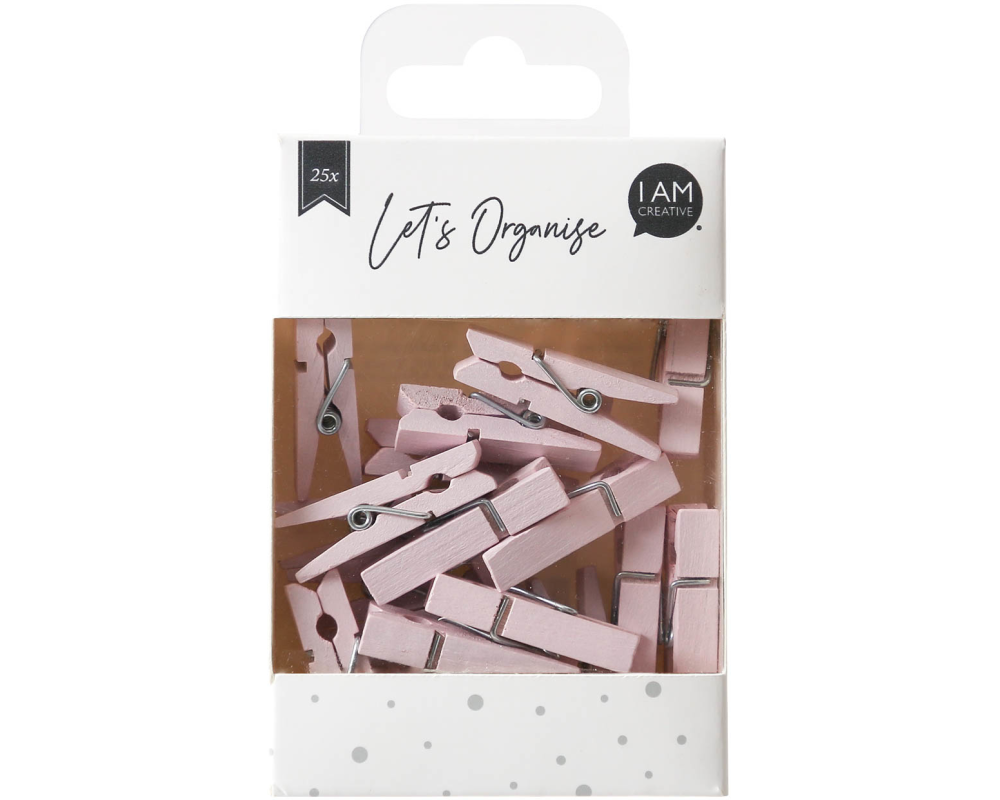 I AM CREATIVE Holzklammern Let`s Organize 4035.2 rosa, 35mm, FSC 25 Stück