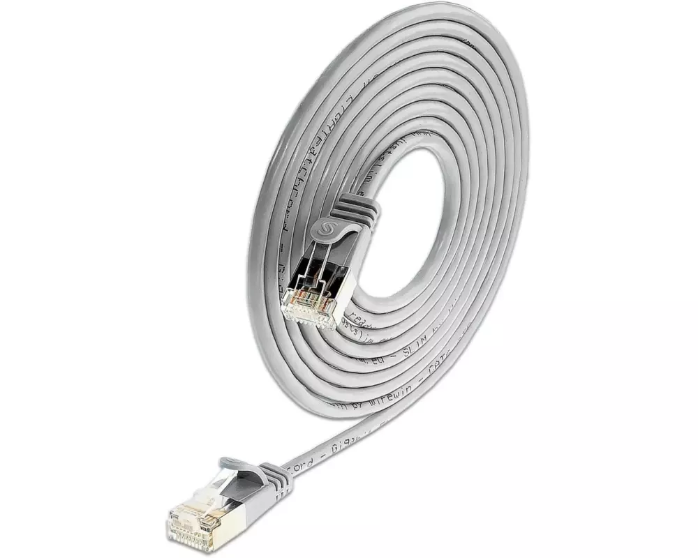 SLIM Slimpatchkabel RJ-45 - RJ-45, Cat 6, U/FTP, 7.5 m, Grau