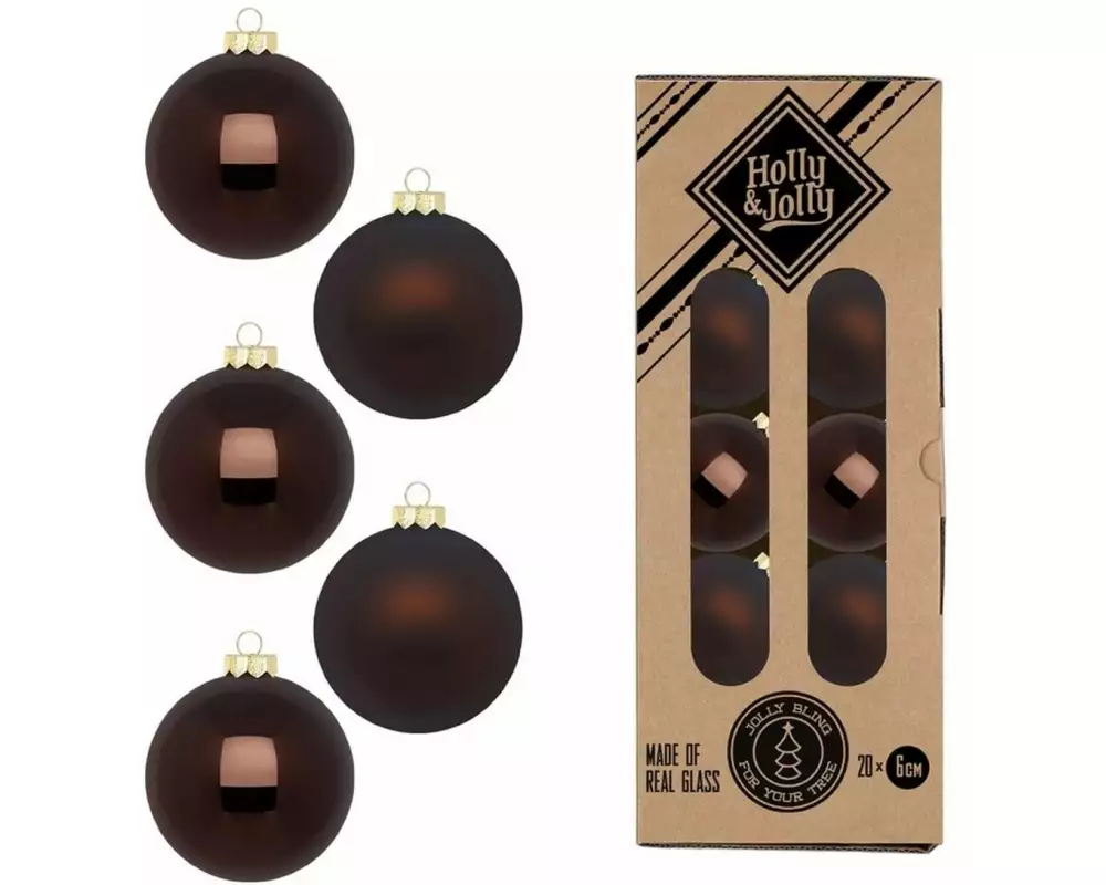 Holly & Jolly Weihnachtskugel Choccy Mocha Ø 6 cm, 20 Stück