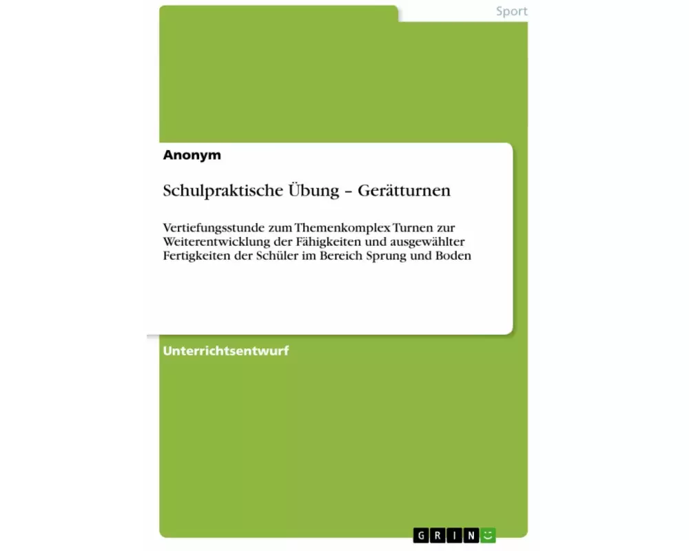 Schulpraktische Übung ¿ Gerätturnen