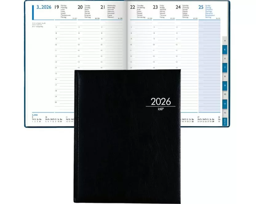 Simplex Wochenagenda 21 x 26 cm, 2026, Schwarz