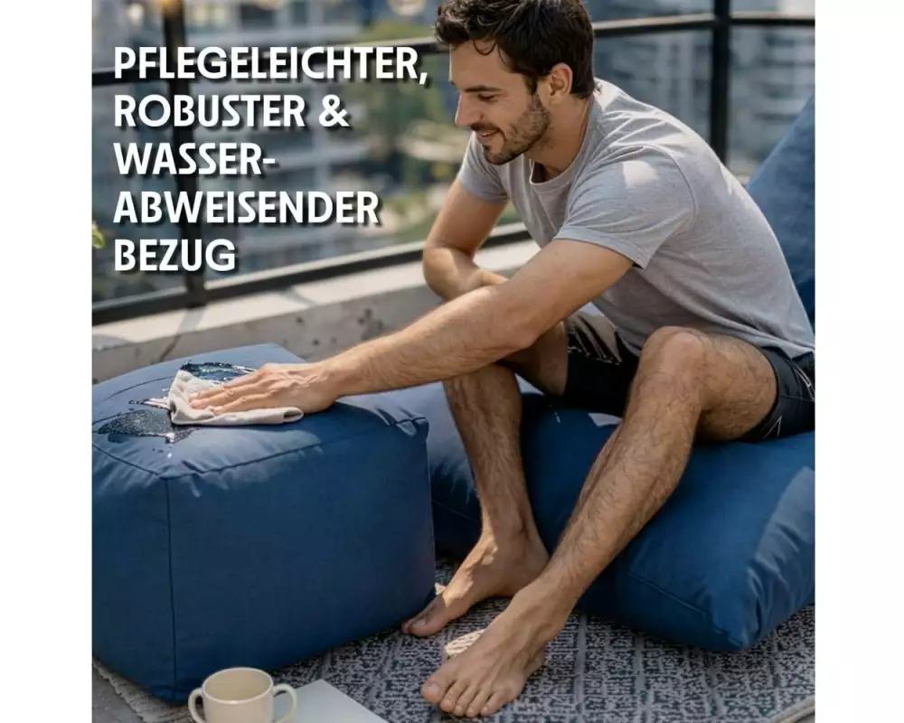 Urbanara Sitzsack-Hocker Basic-Outdoor, 85 l, Dunkelblau