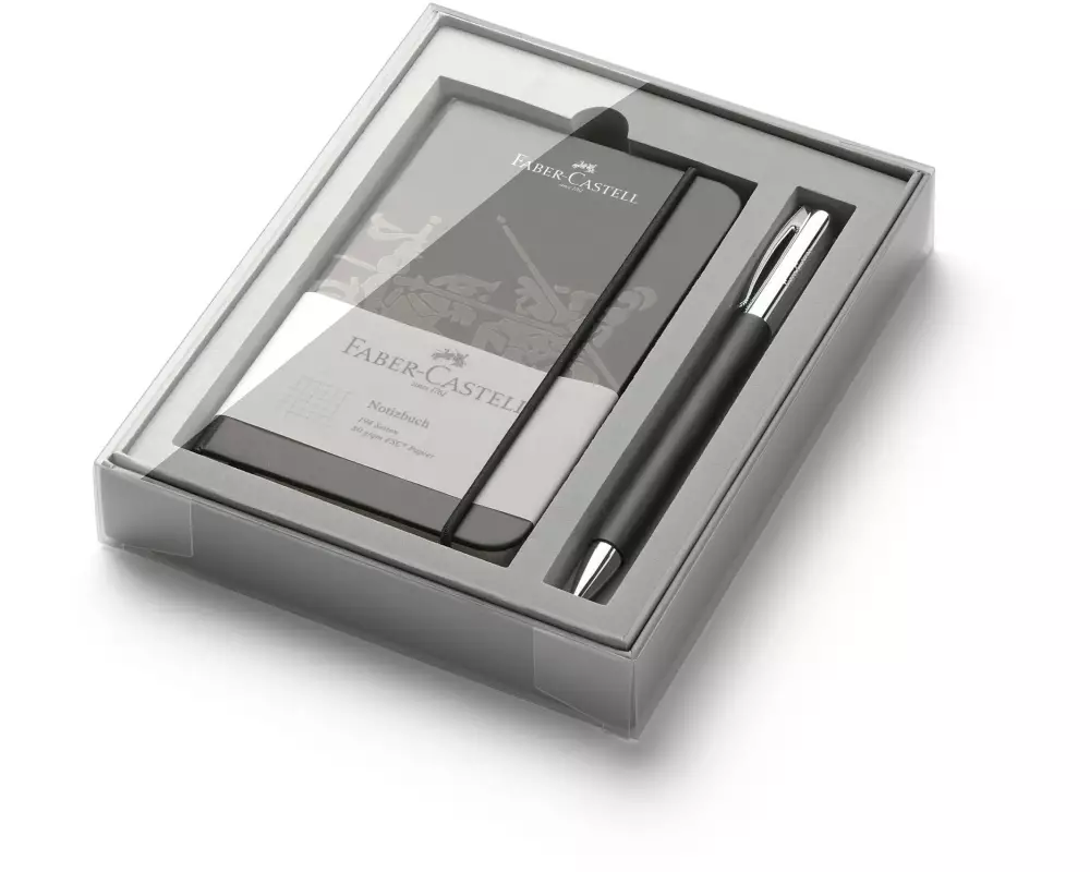Faber-Castell Kugelschreiber Ambition Edelharz B, Schwarz/Silber