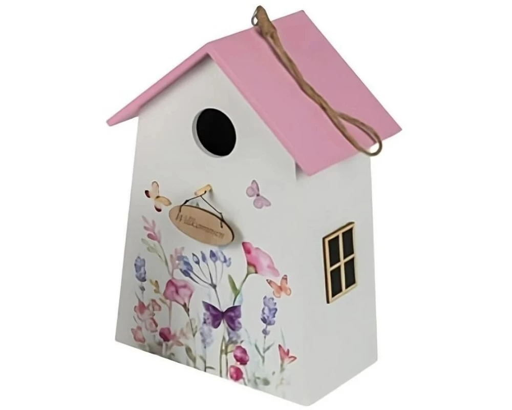CHALET Aufsteller Willkommen L 16 x 11 x 24.5 cm, Pink/Weiss