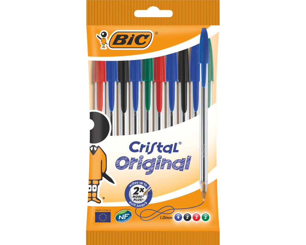 BIC Kugelschreiber Cristal 830865 10 Stück, 4 Farben ass.