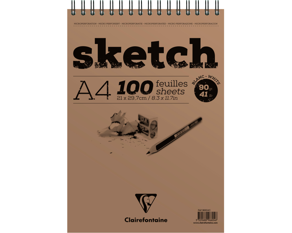 CLAIREFONTAINE Skizzenblock A4 96604C Weiß 100 Blatt
