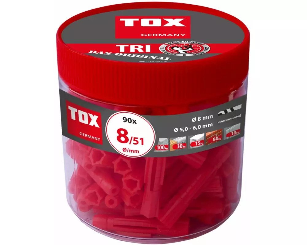 Tox-Dübel Allzweckdübel Tri 8x51 mm Dose à 90 Stück