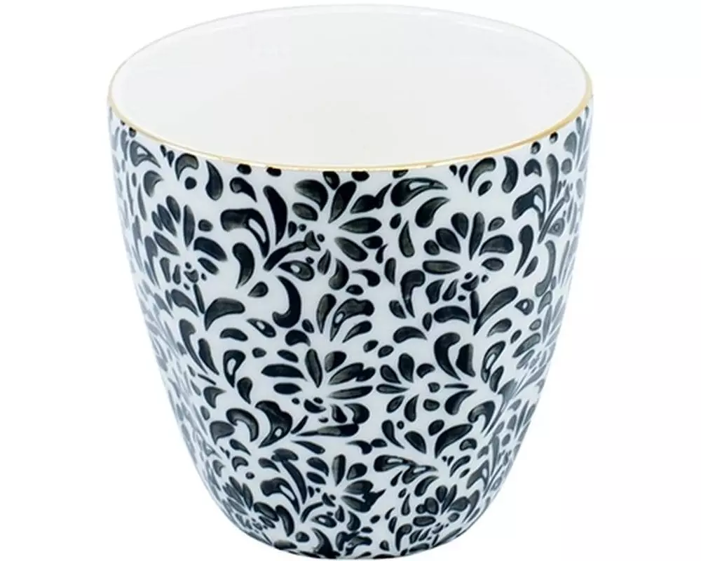 Kadastar Kaffeebecher Metropolitan Floral 250 ml , Schwarz/Weiss