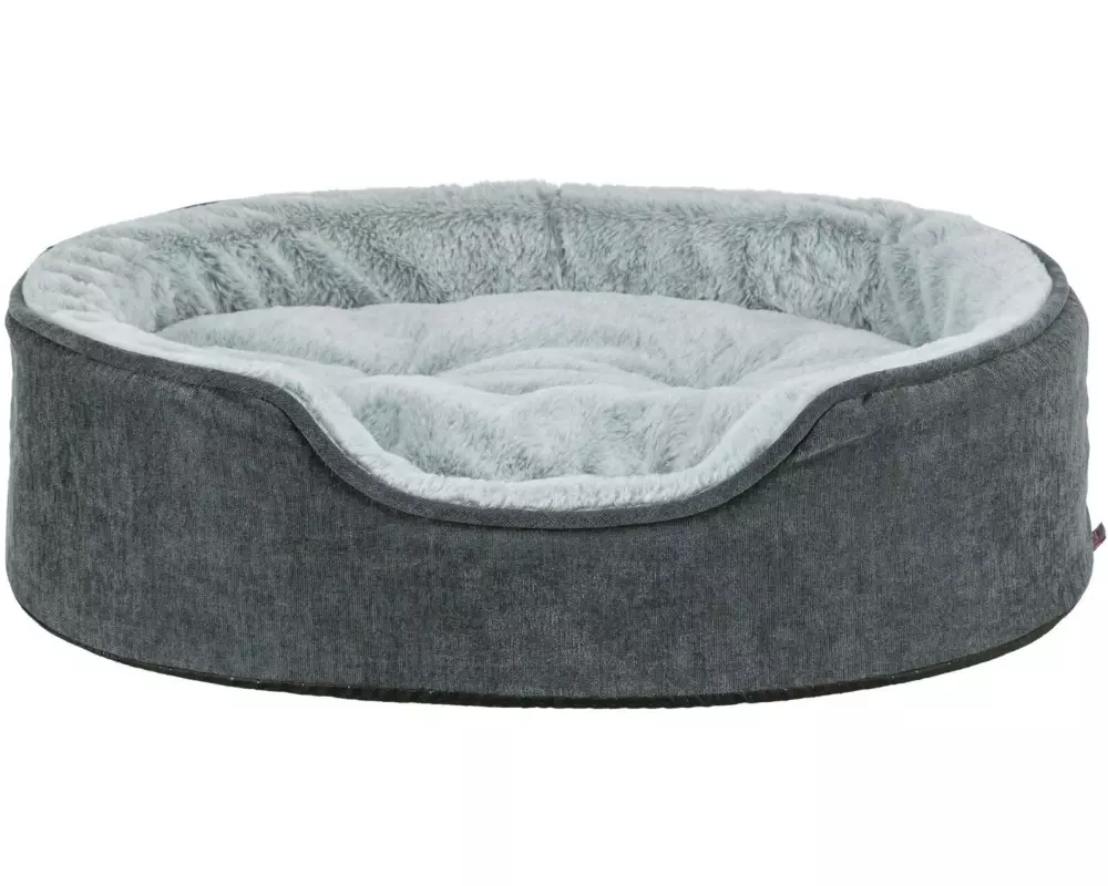 Trixie Hunde-Bett Vital Lino Soft Oval, Grau, 60 x 45 cm