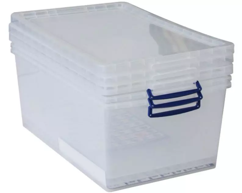 Really Useful Box Aufbewahrungsbox nestbar Transparent, 3 x 62 l