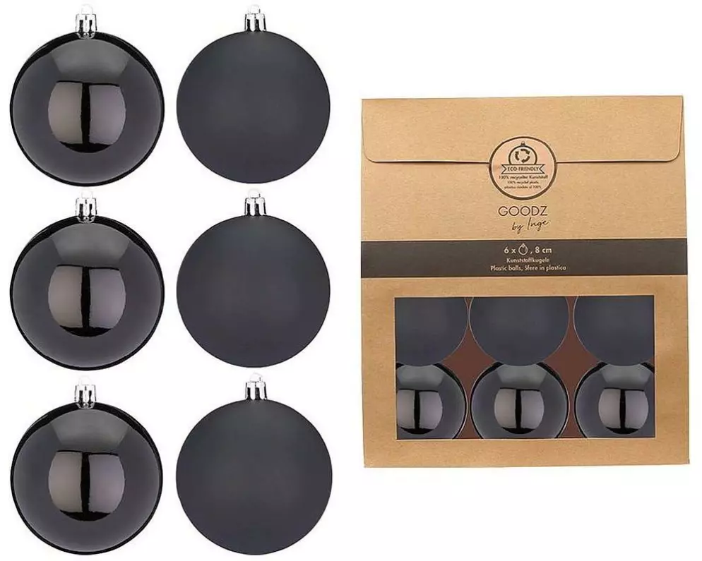 INGES CHRISTMAS DECOR Weihnachtskugel Schwarz-Mix Ø 8 cm, 1 Stück, Schwarz