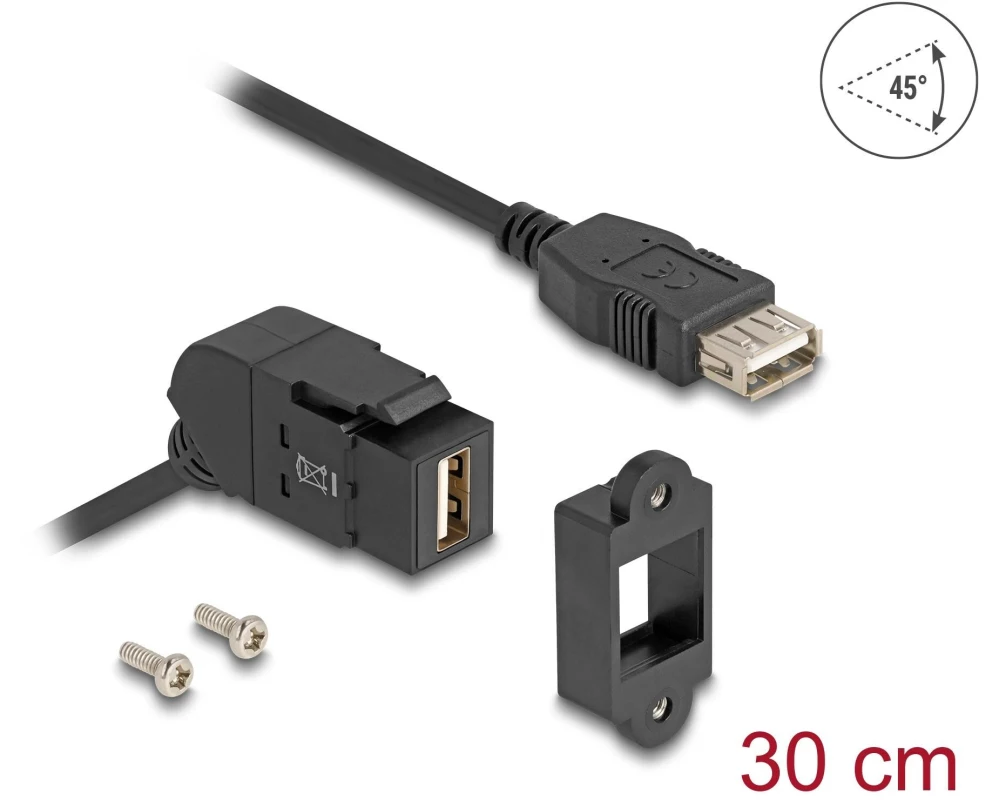 Delock Keystone-Modul USB 2.0 Typ-A – A Einbaubuchse 45° gewinkelt