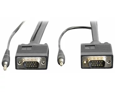 EATON TRIPPLITE VGA, High-Resolution, RGB, Coaxial Cable with Audio, HD15 and 3.5mm, M/M, 10ft. 3.05m