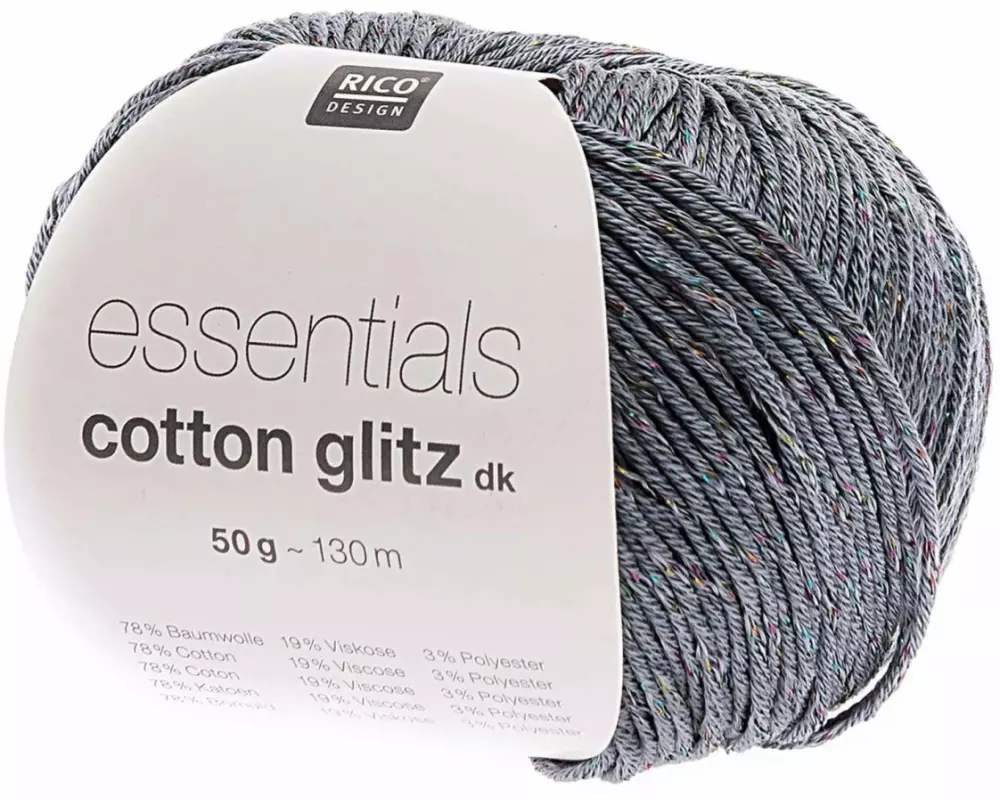 Rico Design Wolle Essentials Cotton Glitz DK 50 g Olivgrau