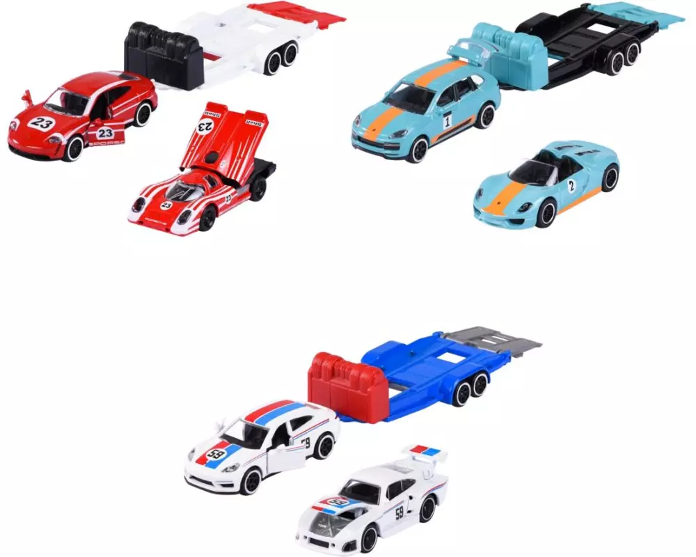 Majorette Porsche Deluxe Trailer, 3-sort. Kunststoff Mehrfarbig