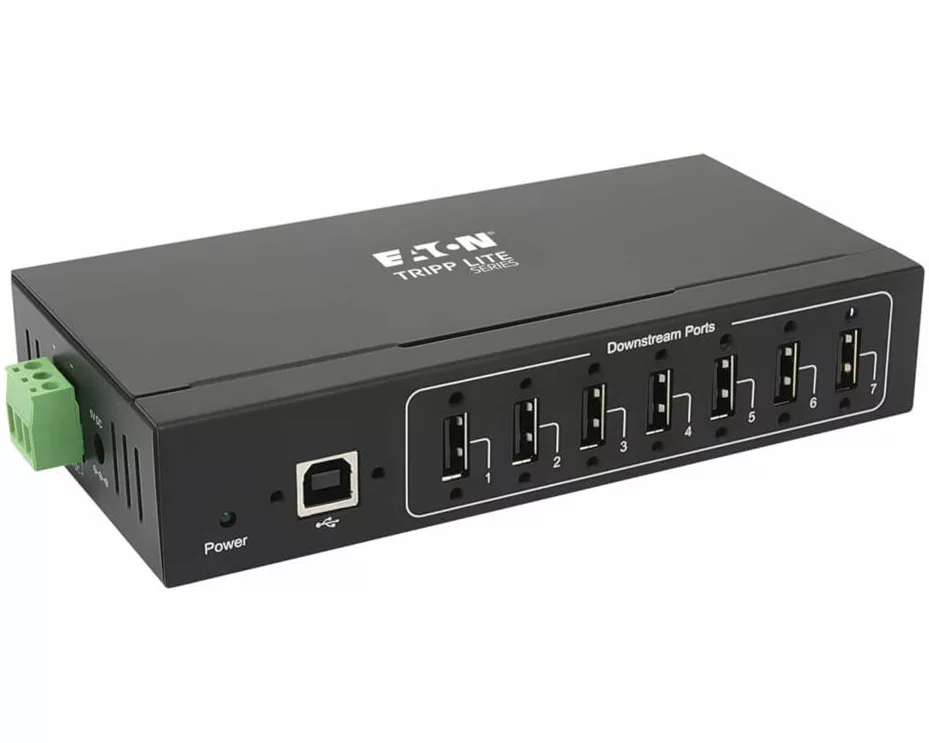 EATON TRIPPLITE 7-Port, Industrial-Grade, USB 2.0 Hub - 15kV, ESD Immunity Metal Housing, Wall/DIN Mountable