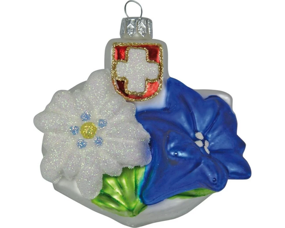 creanorm Weihnachtskugel Edelweiss Enzian Blume Mehrfarbig