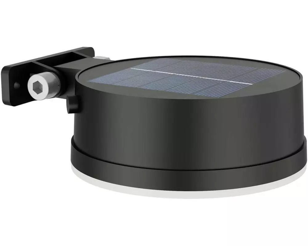 Philips Solar Vynce Wandleuchte, Lichtsensor, rund, 2700K, schwarz