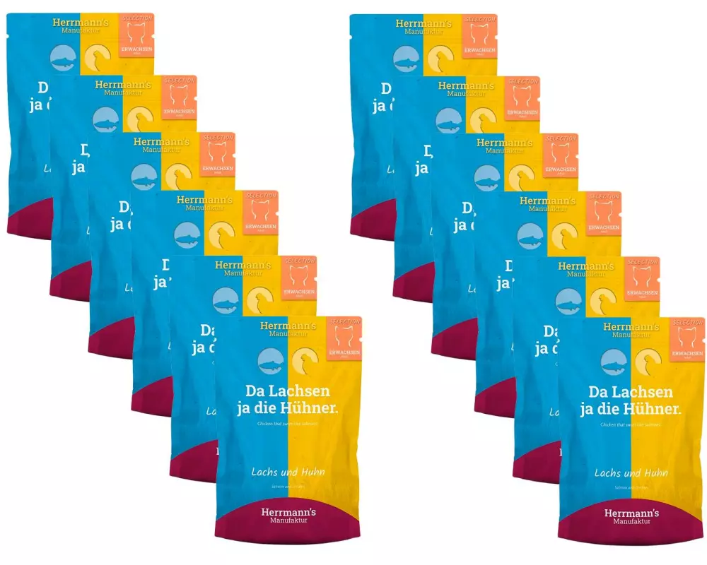 Herrmann's Nassfutter Lachs und Huhn 12 x 100 g