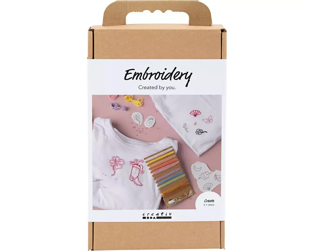 Creativ Company Bastelset - Stickereien, T-Shirt, Weiss