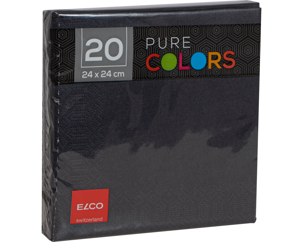 ELCO Serviette Zelltuch 24x24cm PC234020-090 3-lagig, schwarz 20Stk.