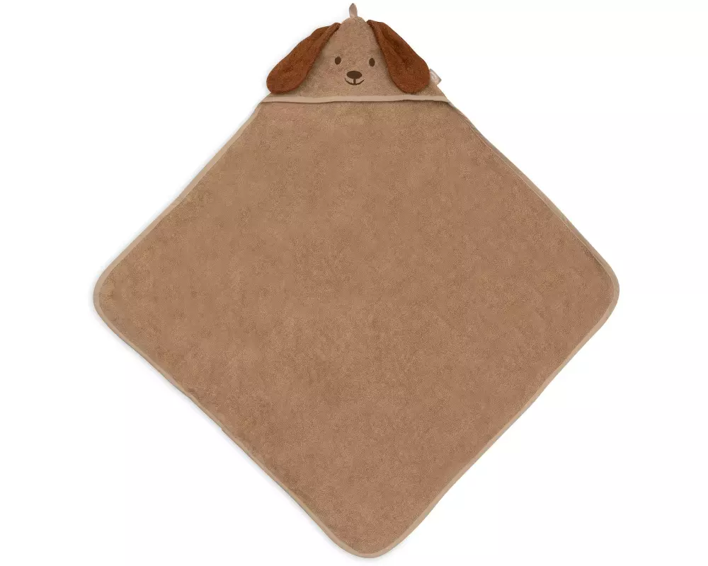 Jollein Baby-Kapuzentuch Diego Dog 75 x 75 cm, Braun
