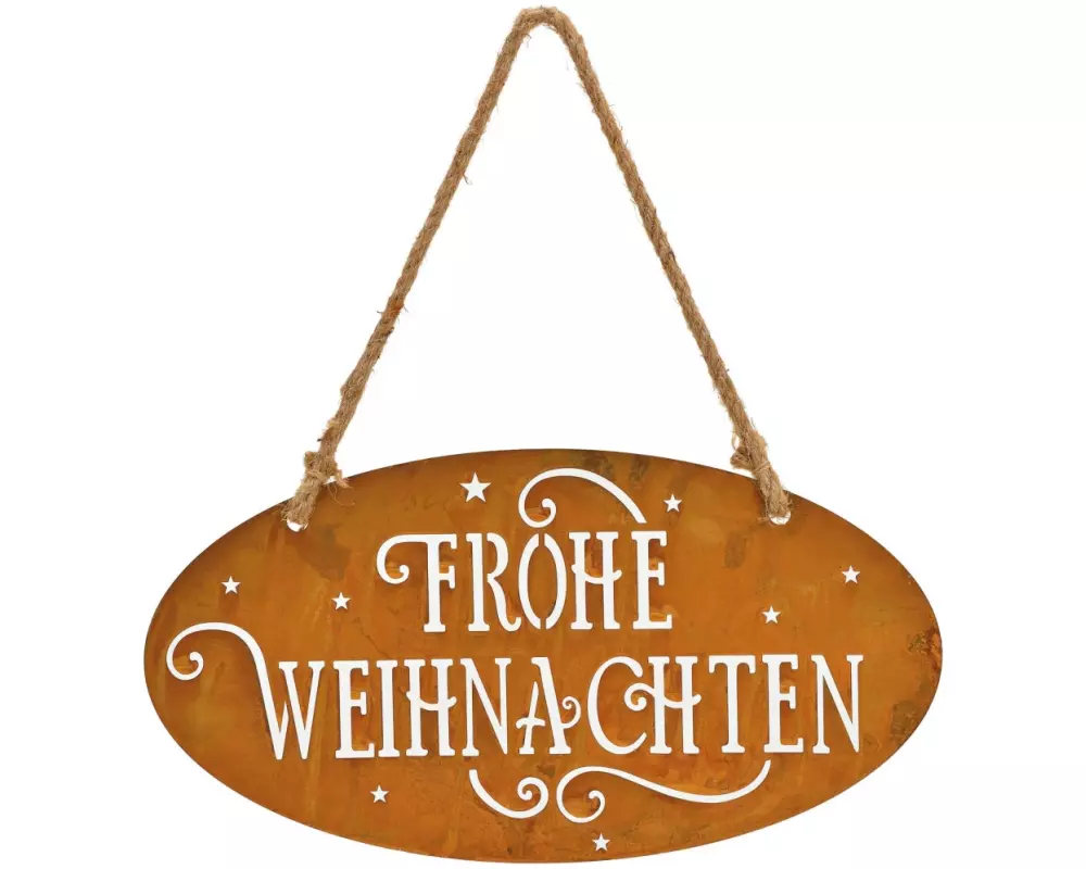 G. Wurm Aufhänger Frohe Weihnachten, Rostbraun