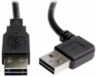 EATON TRIPPLITE Universal Reversible, USB 2.0 Cable, Right/Left-Angle, Reversible A to Reversible A, M/M, 3ft. 0.91m