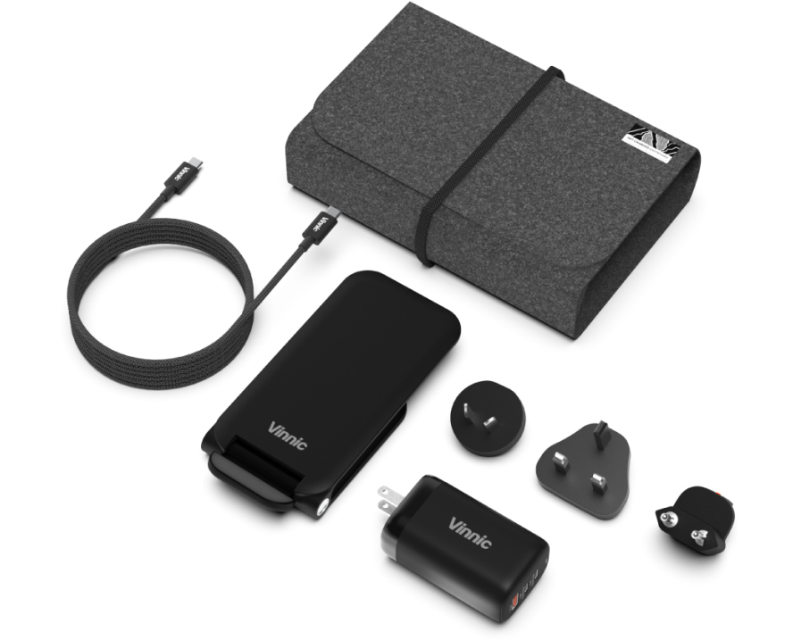 VINNIC Trivor 3-in-1 VPTK-31GTK Global Travel Kit, Black