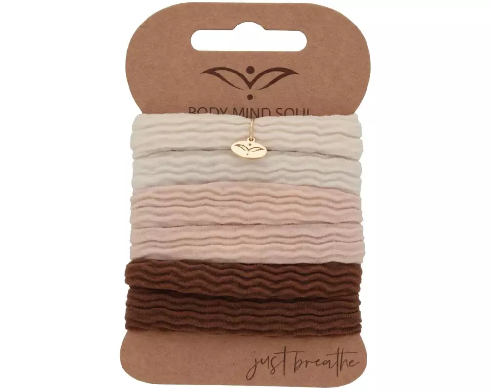 Body Mind Soul Haargummi Yoga soft, crème, rosa, braun 6 Stück