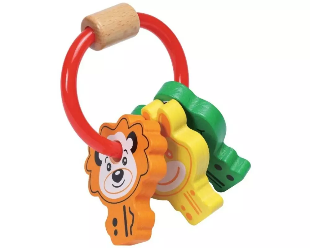 Spielba Holzspielwaren Greifling mit Tier-Schlüssel